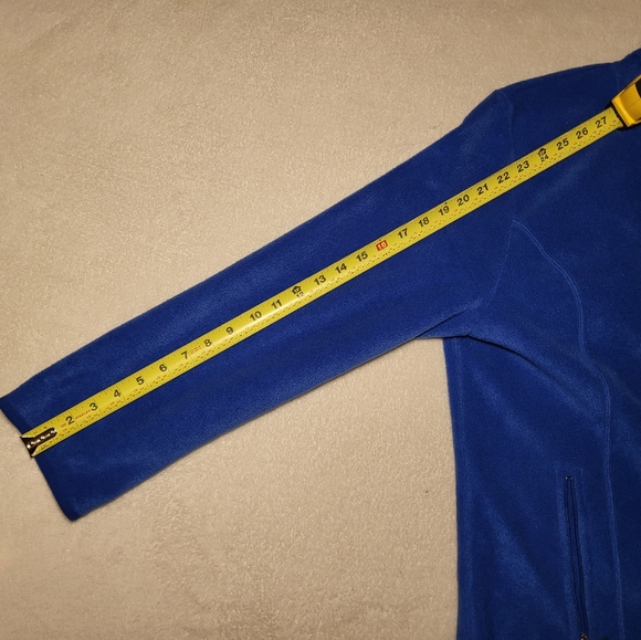 Women's Blue Full Zip Fleece Jacket With Stand-Up Collar - Picture 9 of 10